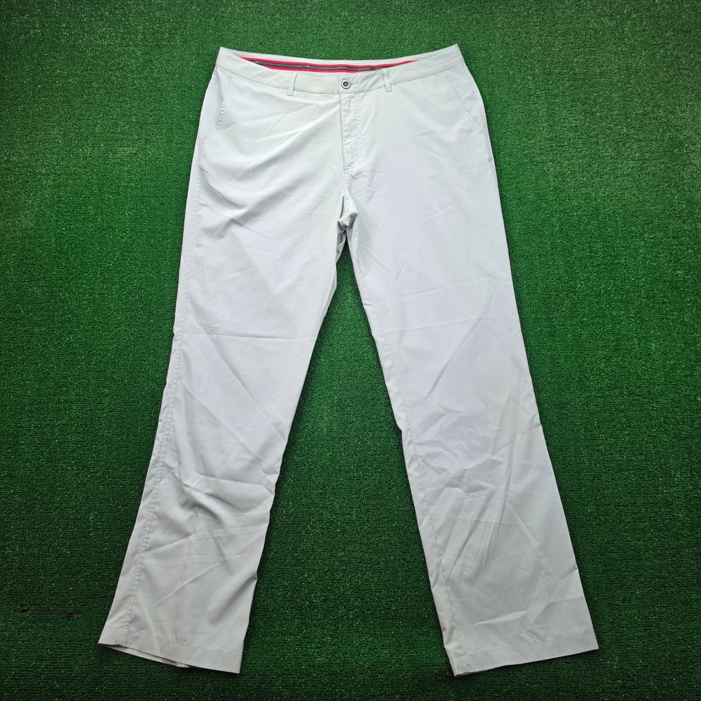 Short Par 4 Performance Golf Pants Mens 38x34 Mint Green Stretch Flat Front‎